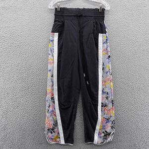 Free Movement Womens XS Champ Is Here Track Pants Barrel Leg Black Floral NEW